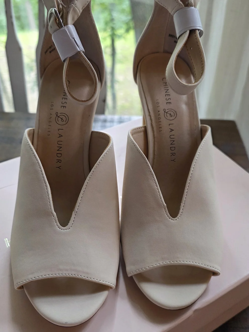 Chinese Laundry Blush Peep-Toe Ankle Strap Heels